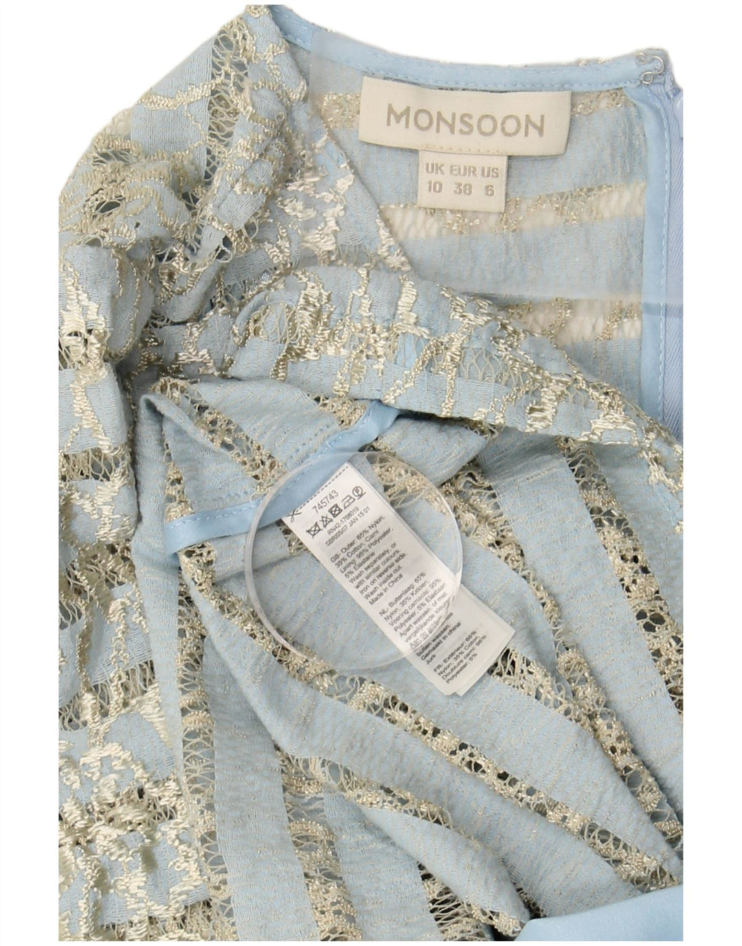 MONSOON Womens Shift Dress UK 10 Small  Blue Floral Nylon