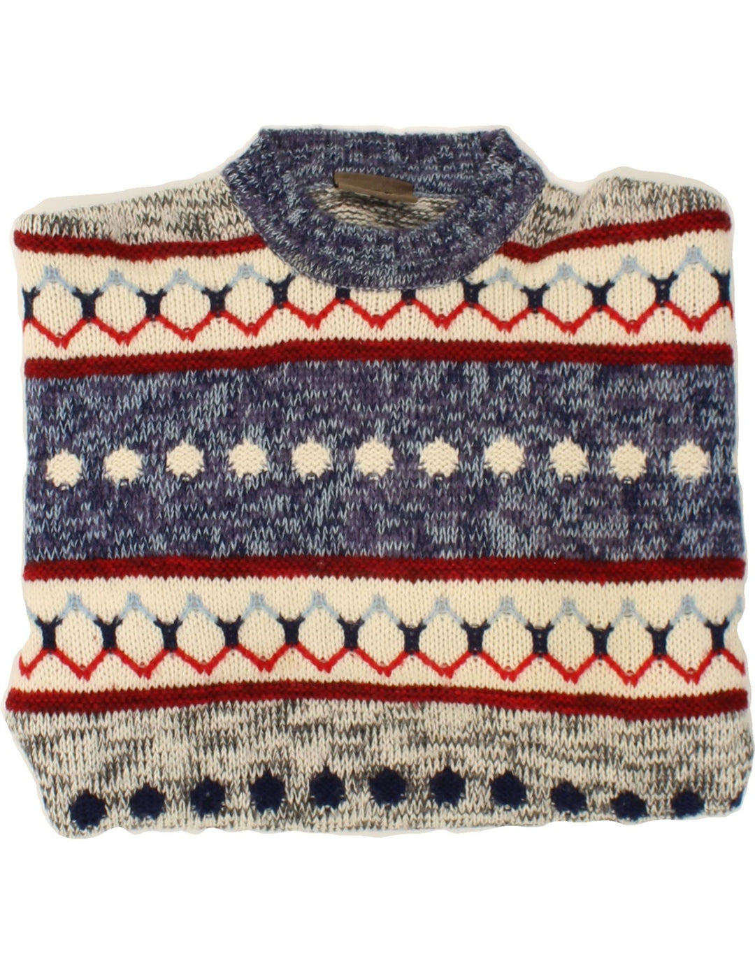 SEVRES Maglione girocollo da uomo IT 50 Lana Fair Isle blu medio