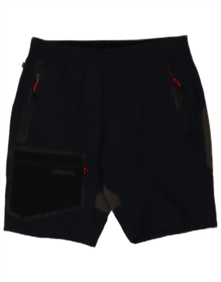 Pantaloncini cargo da uomo Musto W32 medio blu navy color block in poliammide