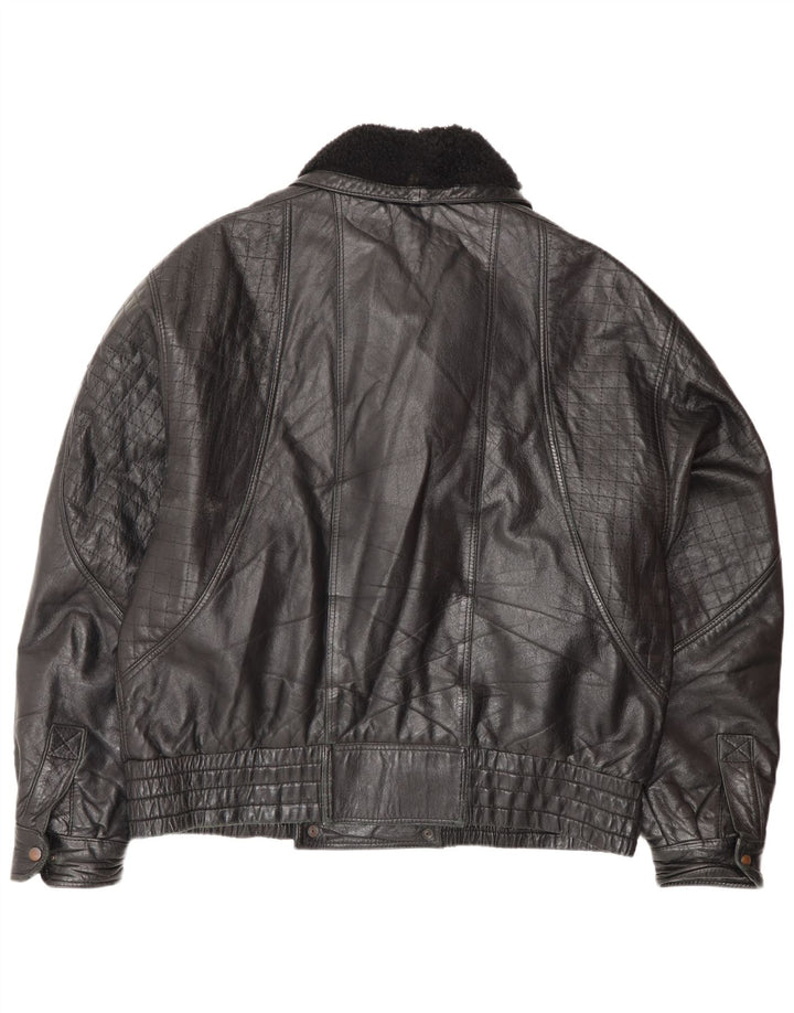 Giacca in pelle vintage da uomo IT 52 XL Nera