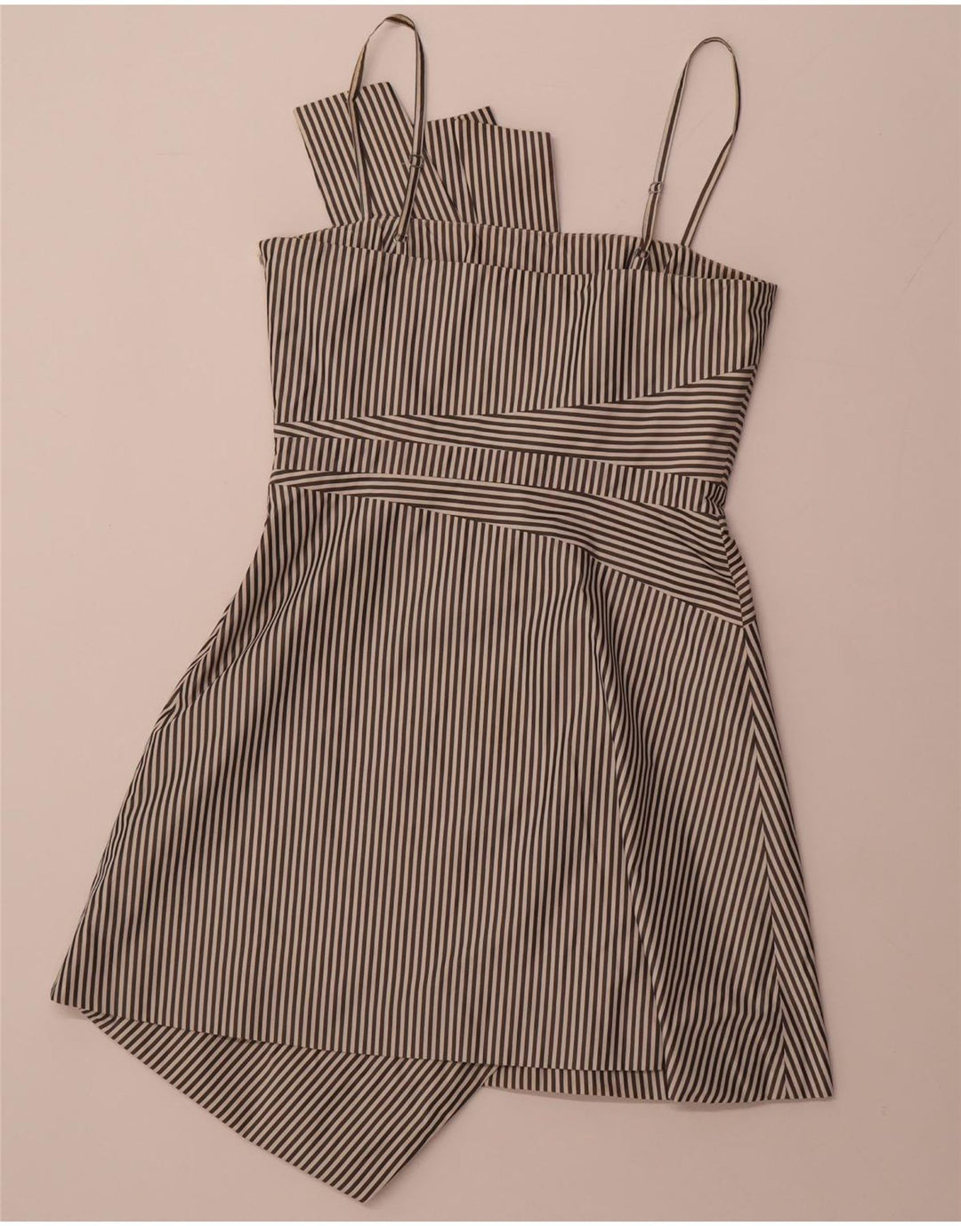 KAREN MILLEN Abito asimmetrico a trapezio da donna UK 12 medio nero a righe