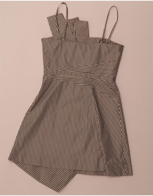 KAREN MILLEN Abito asimmetrico a trapezio da donna UK 12 medio nero a righe