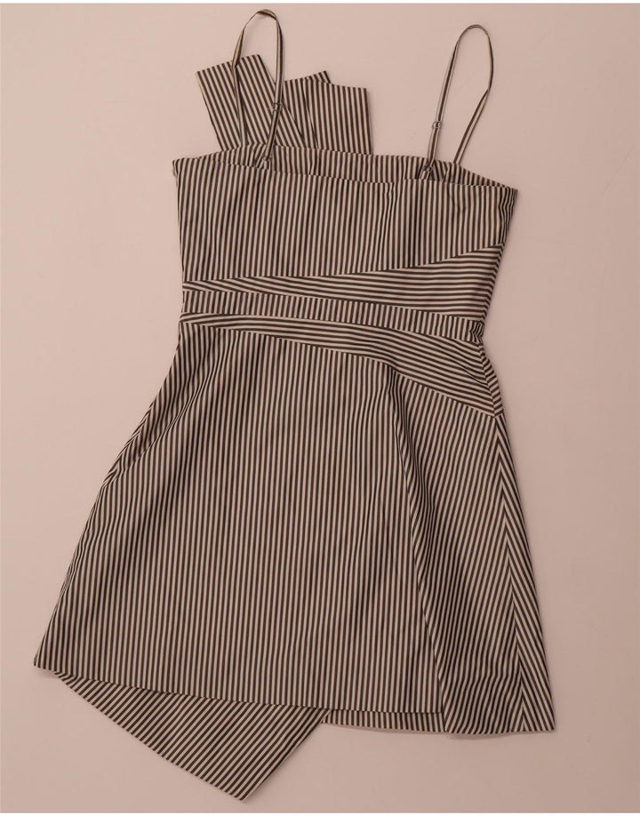 KAREN MILLEN Abito asimmetrico a trapezio da donna UK 12 medio nero a righe