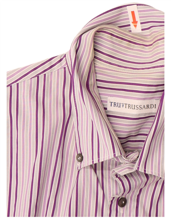 Camicia Trussardi Uomo Manica Corta Taglia 42 Large Viola a Righe
