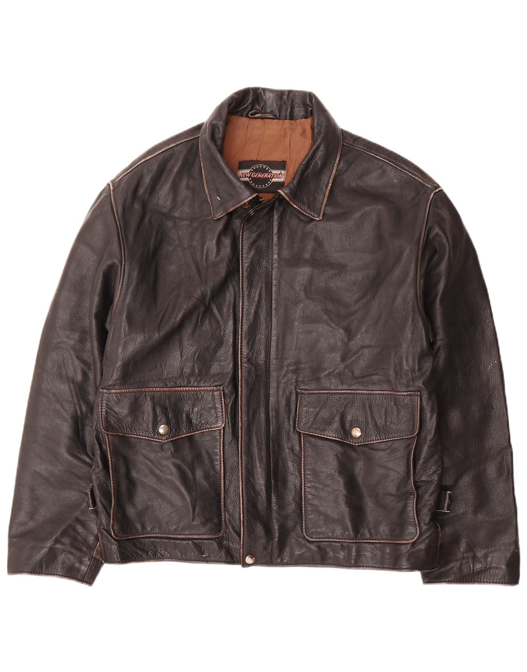 Giacca in pelle vintage da uomo IT 50 grande nera