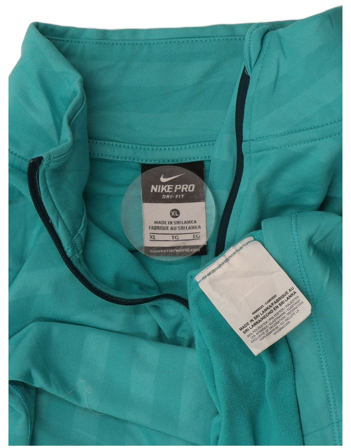 Top da tuta pullover con zip e collo Nike Dri Fit da donna UK 18 XL a righe blu