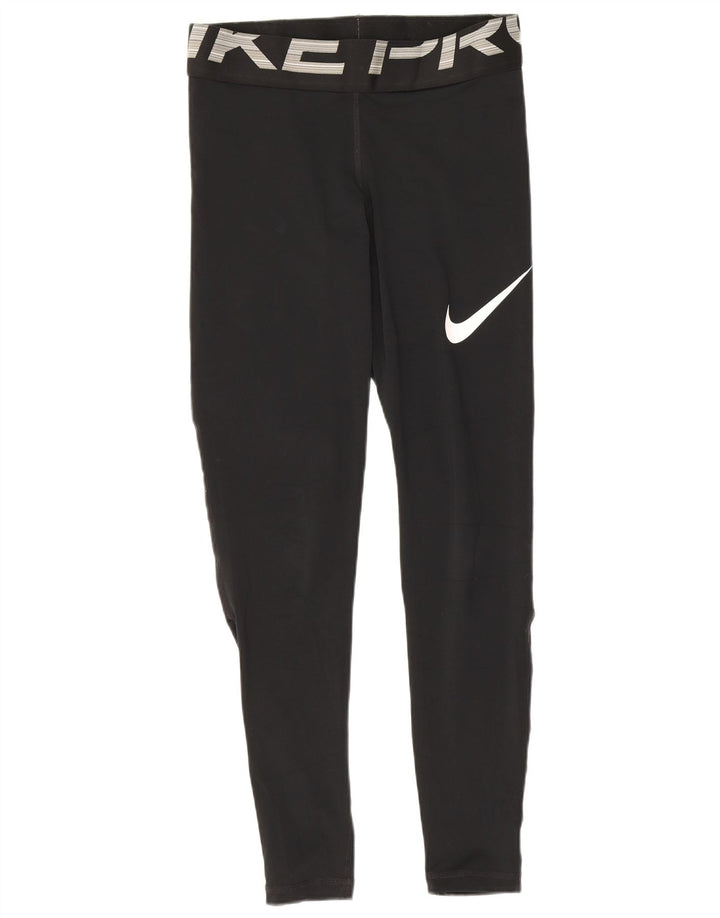 Leggings grafici Nike da donna Dri Fit UK 8 piccoli poliestere nero