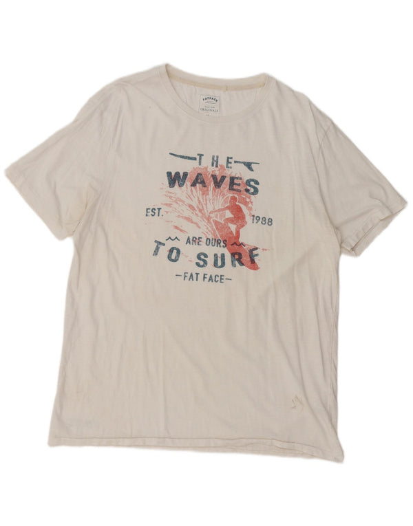 T-shirt grafica da uomo Fat Face Top grande in cotone bianco