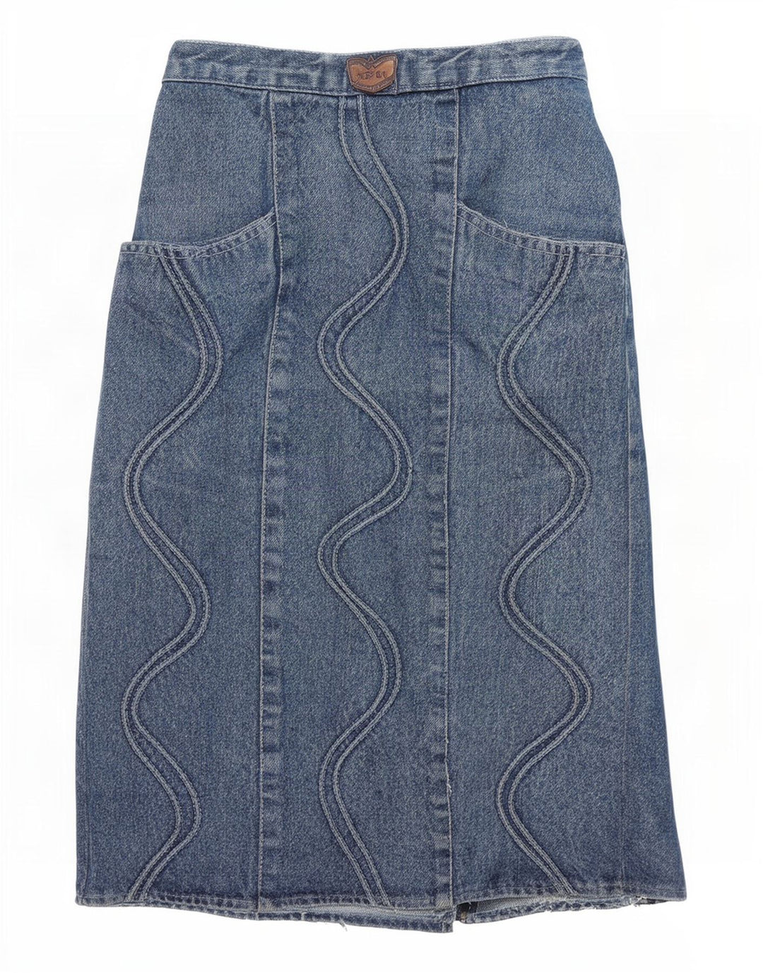 Gonna di jeans a vita alta da donna POP 84 W30 Blu medio