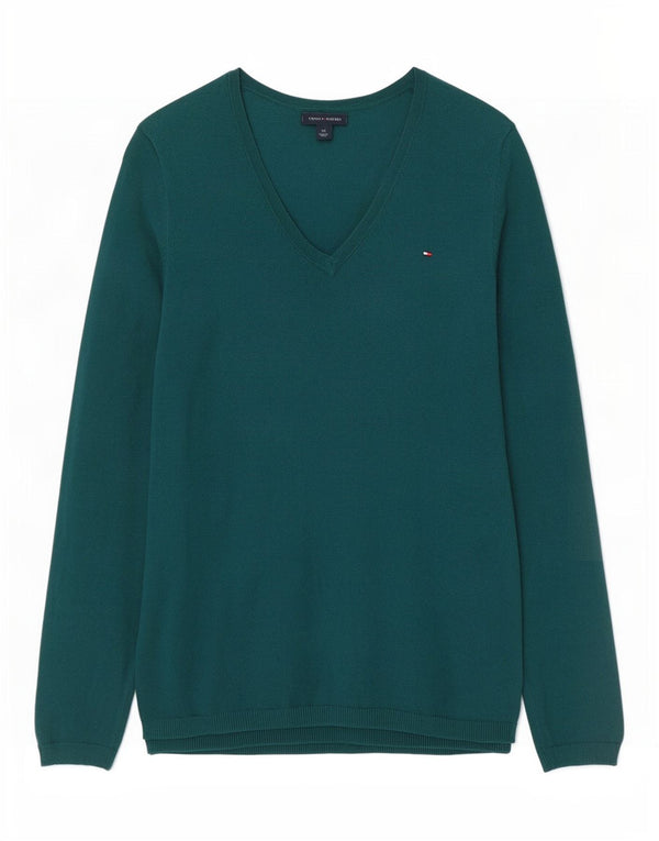 Maglione maglione con scollo a V da donna Tommy Hilfiger UK 10 piccolo cotone verde