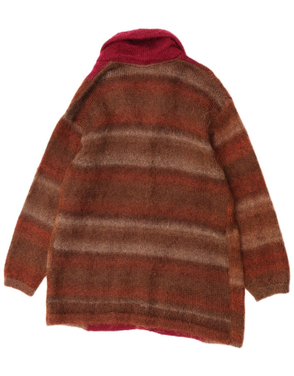 Maglione cardigan lungo con grafica da donna Niki Line UK 18 XL a righe marroni