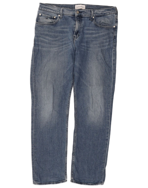Jeans dritti da uomo Calvin Klein W34 L32 cotone blu