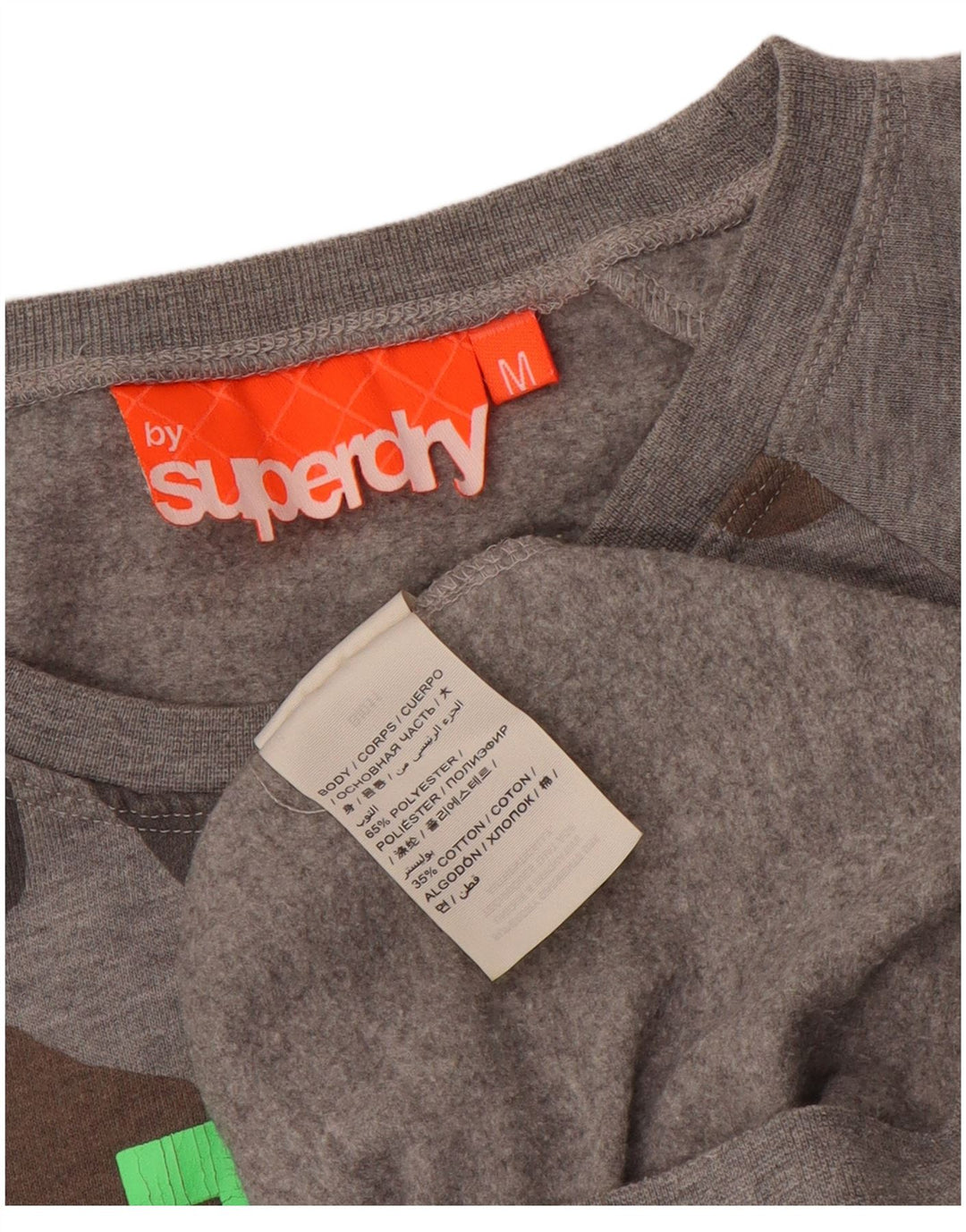 Felpa grafica da uomo Superdry Maglione poliestere mimetico grigio medio