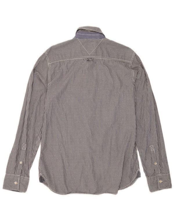 Camicia da uomo Tommy Hilfiger piccola in cotone gessato blu