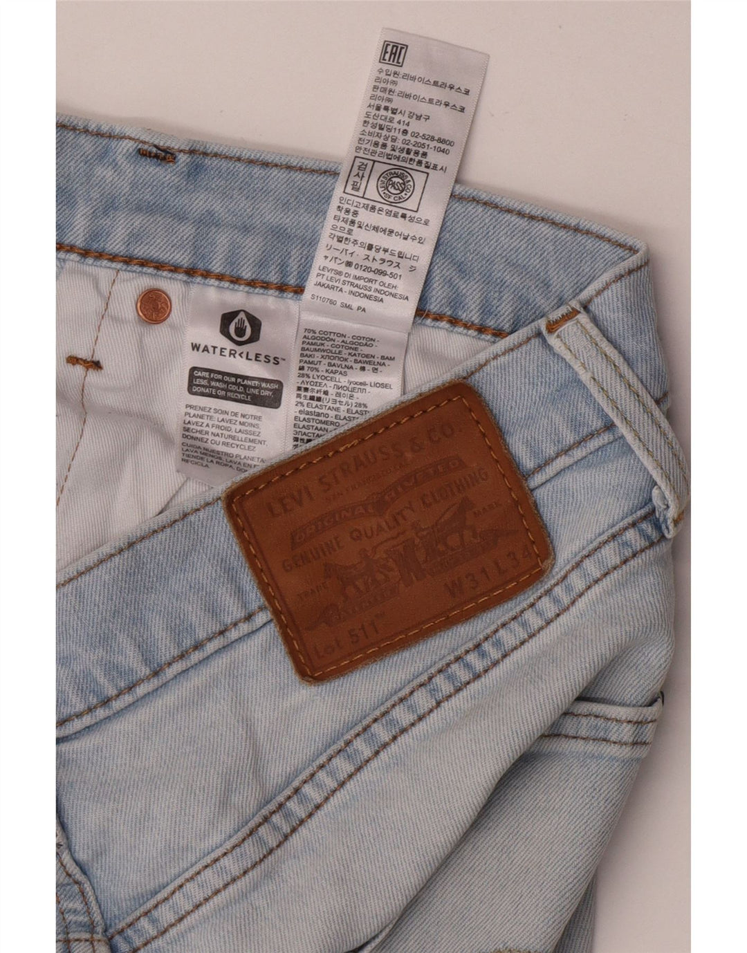 Jeans Levi's Uomo 511 Slim W31 L34 Cotone Blu