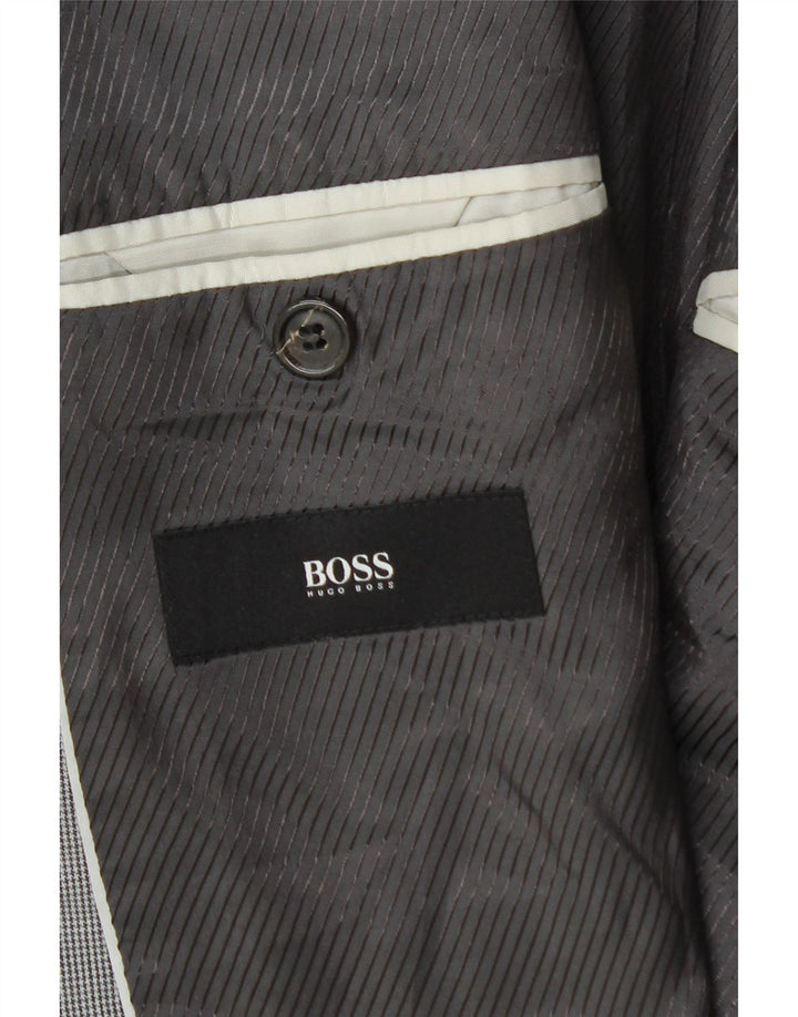 Giacca blazer da uomo a 2 bottoni Hugo Boss EU 54 2XL viscosa pied de poule grigia