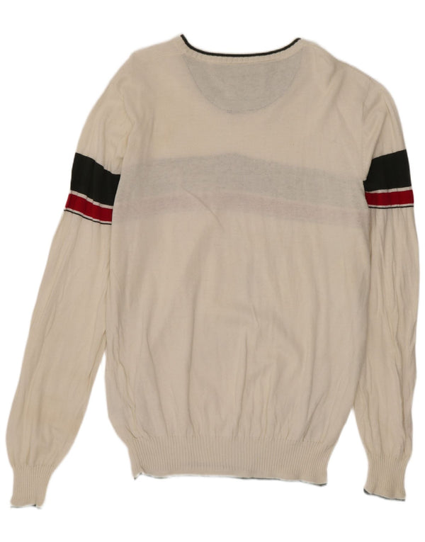 Maglione da uomo con scollo a V Sergio Tacchini 2XL cotone color block bianco