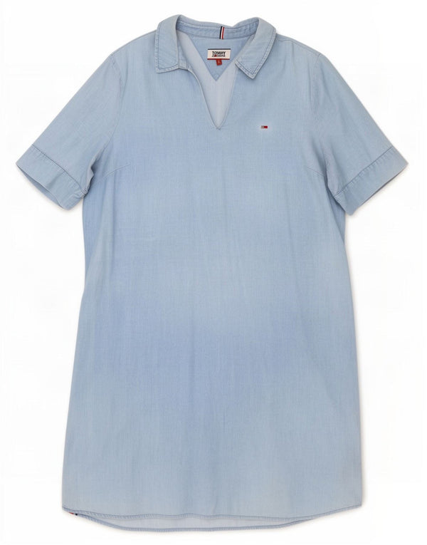 Abito camicia grafico da donna Tommy Hilfiger UK 16 grande cotone blu