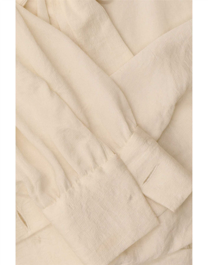 Zara, camicetta da donna con cravatta corta sul davanti, taglia UK 14, grande, poliestere bianco