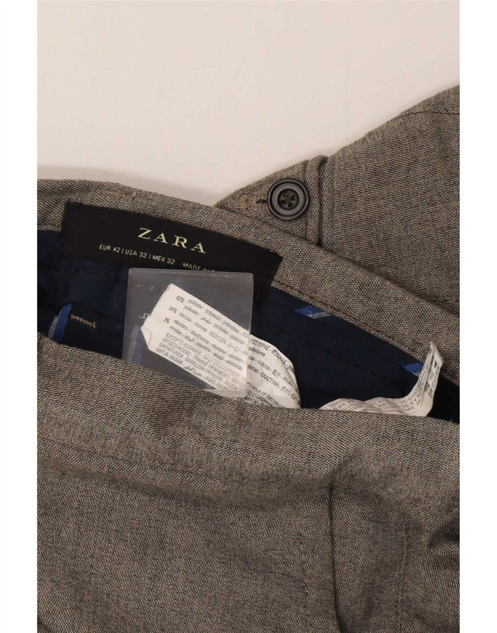 Pantaloni chino slim da uomo Zara EU 42 Large W32 L29 Poliestere grigio