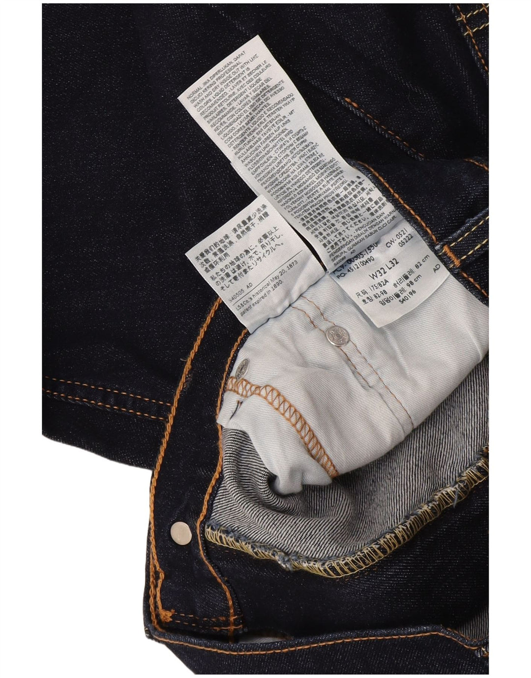Jeans dritti da uomo Levi's W32 L32 in cotone blu navy