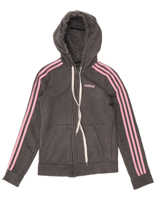 Felpa con cappuccio e zip da donna ADIDAS UK 4/6 XS cotone grigio