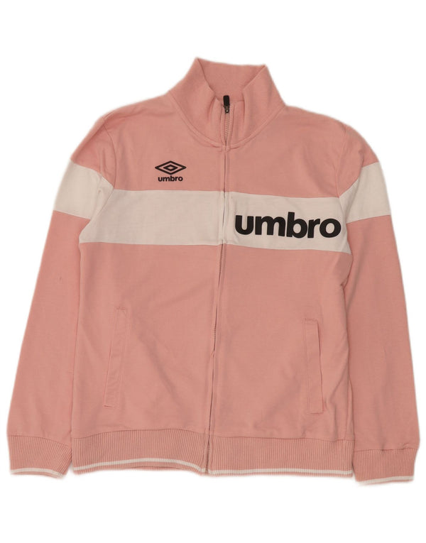 Umbro Womens Tracksuit Top Jacket UK 16 Large Pink Colourblock Cotton