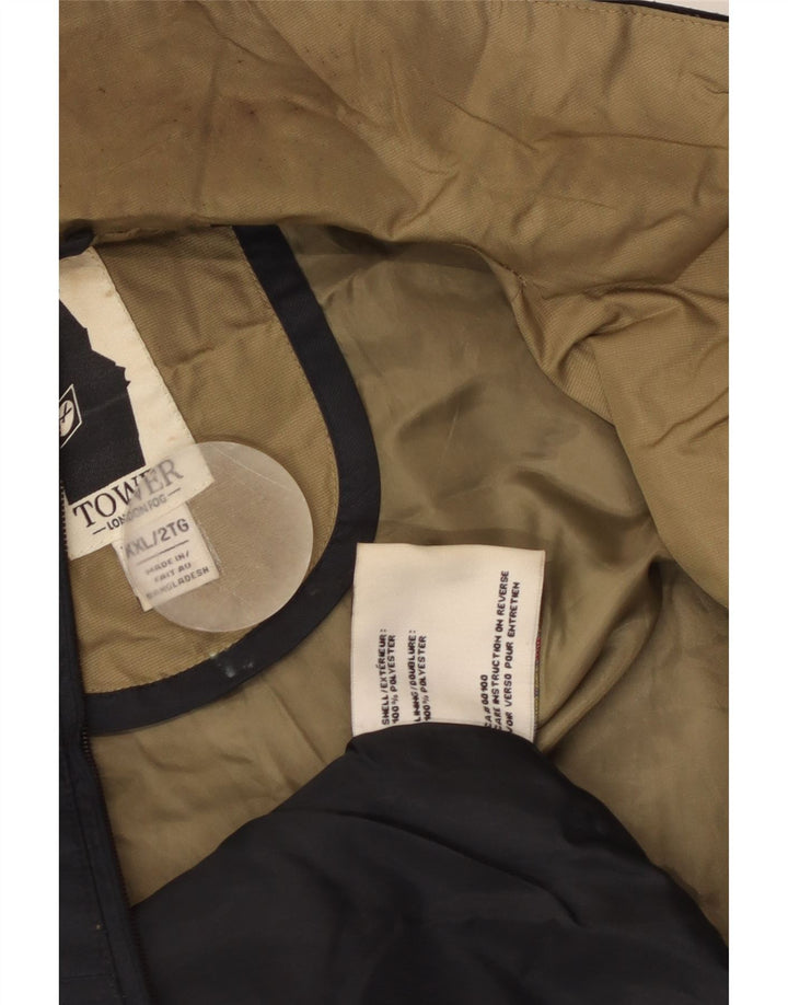 Giacca antipioggia con cappuccio da uomo London Fog UK 44 2XL Poliestere nero