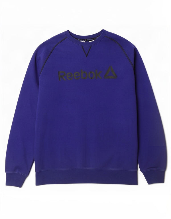 Felpa grafica da uomo Reebok maglione grande in cotone blu