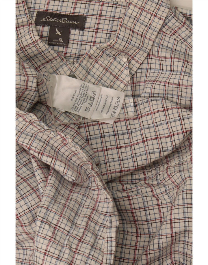 Camicia da uomo dalla vestibilità rilassata Eddie Bauer XL in cotone a quadri bianchi