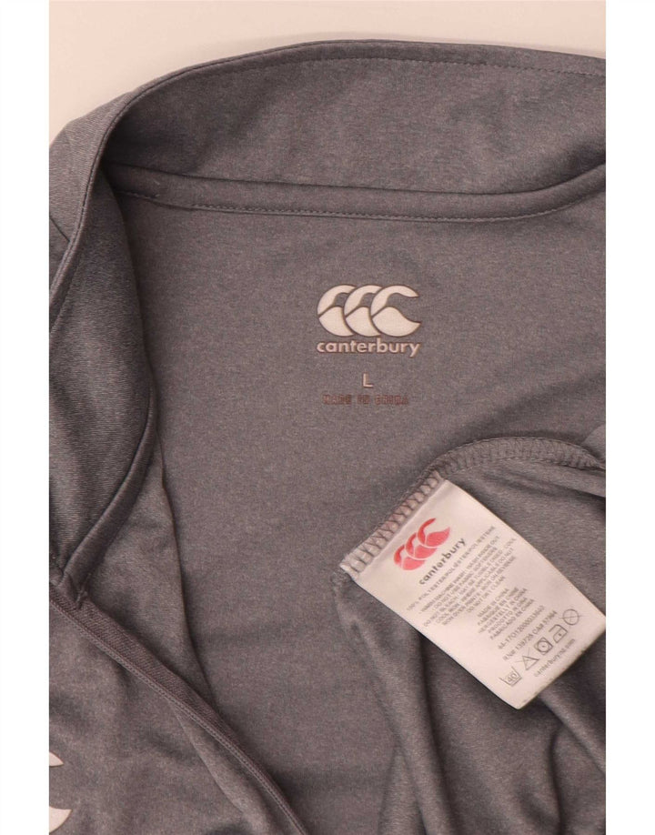 Canterbury - Top da tuta pullover con zip e collo da uomo, grande, in poliestere grigio