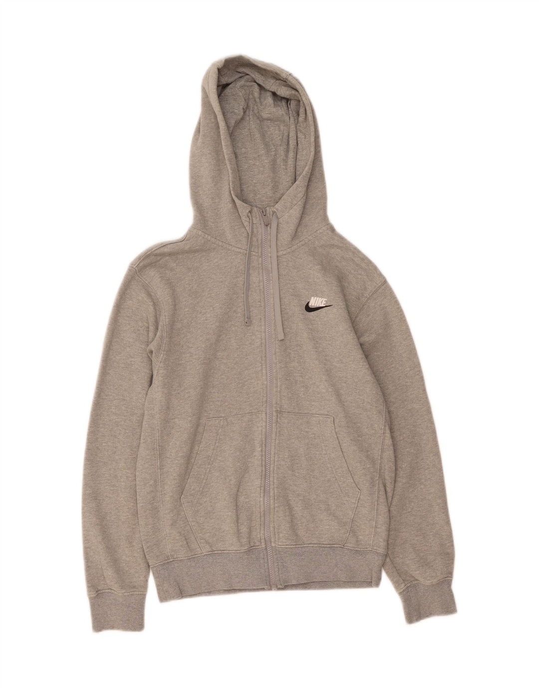 NIKE Mens Zip Hoodie Sweater XS Grey Cotton