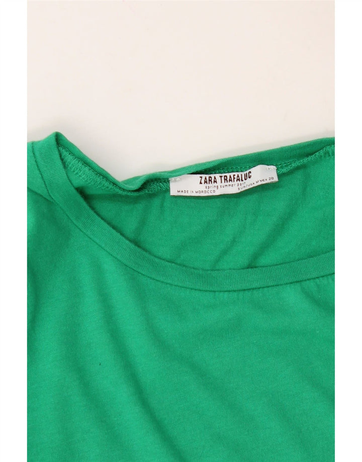 ZARA Womens Blouse Top UK 12 Medium Green Cotton Vintage Zara and Second-Hand Zara from Messina Hembry 