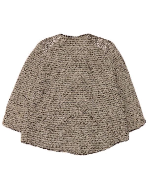 Maglione cardigan da donna Zara UK 14 grande cotone grigio