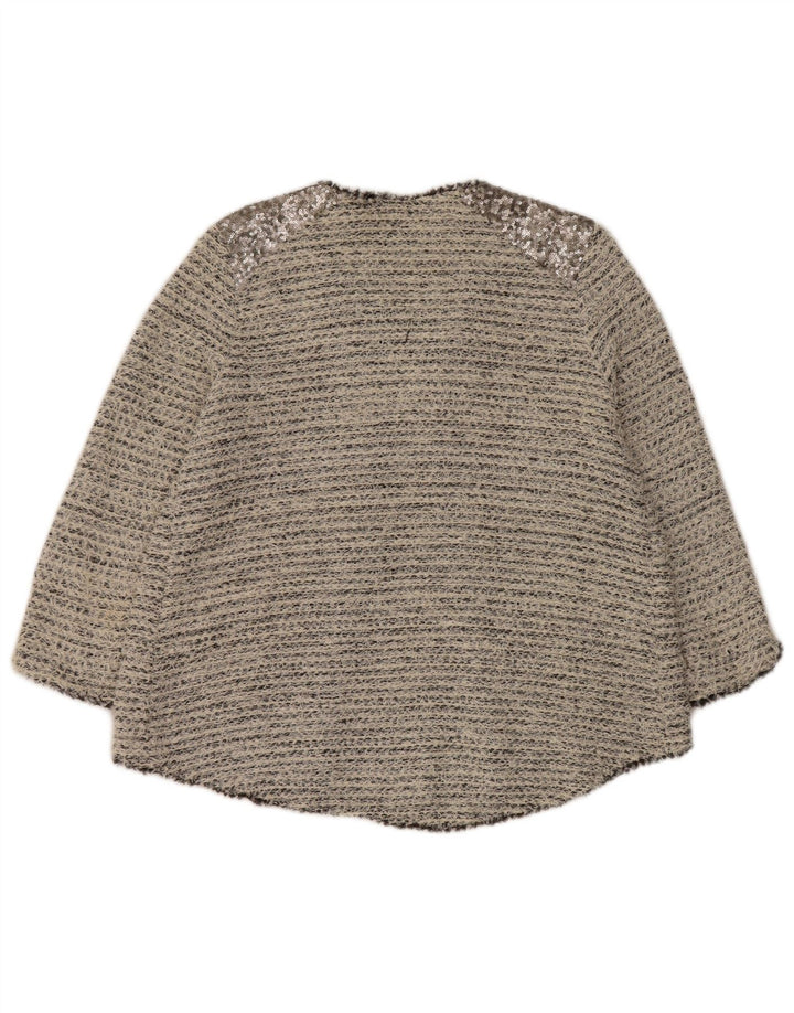 Maglione cardigan da donna Zara UK 14 grande cotone grigio