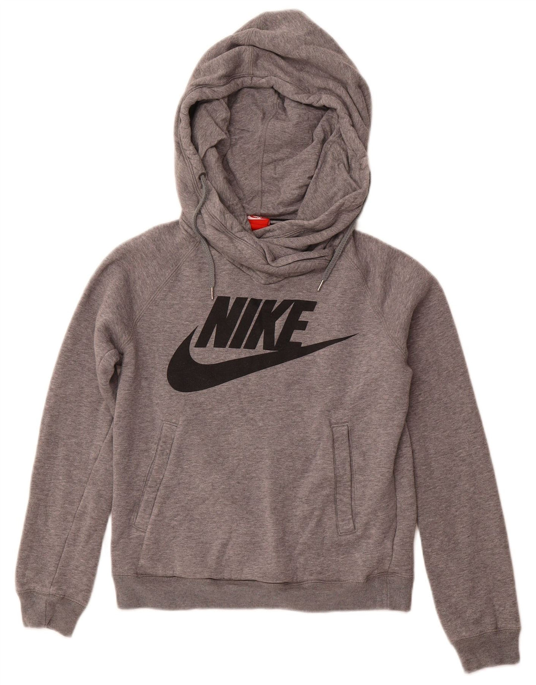 Felpa con cappuccio grafica NIKE da donna UK 10 piccola in cotone grigio