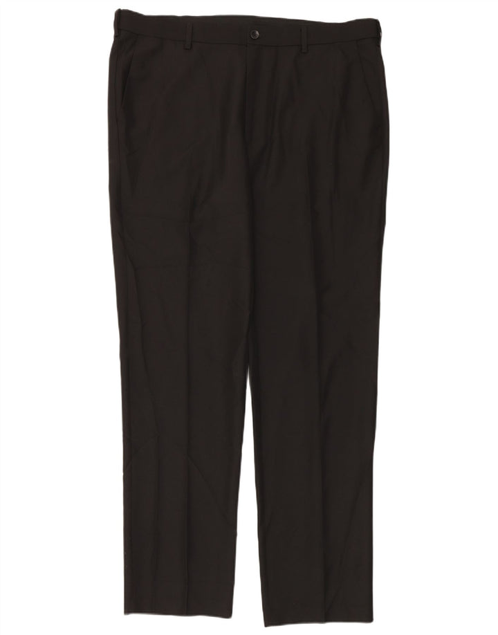 Pantaloni da abito vestibilità regolare da uomo Marks & Spencer W40 L33 poliestere nero