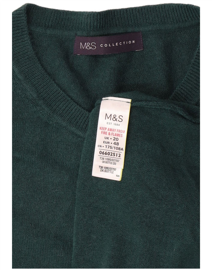 MARKS & SPENCER Maglione girocollo da donna UK 20 2XL Acrilico verde