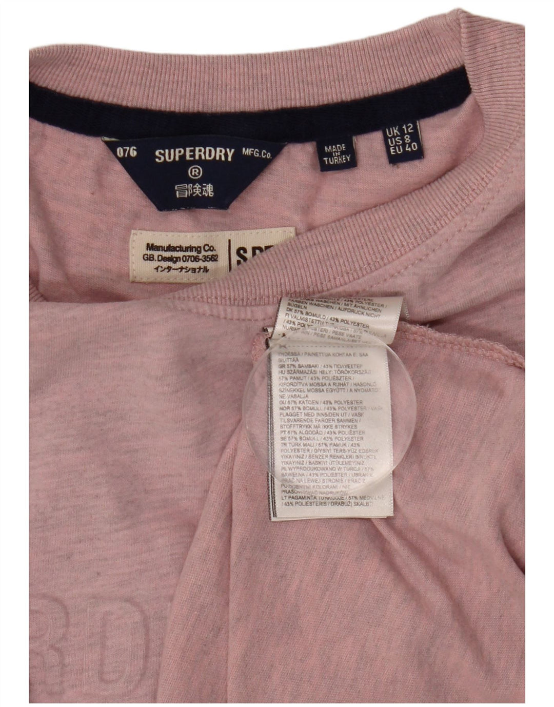 T-shirt grafica da donna Superdry Top UK 12 poliestere rosa medio