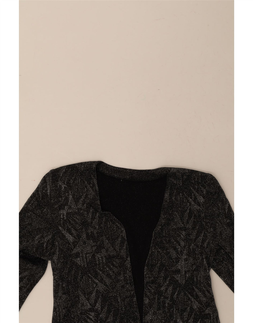 VINTAGE Womens Crop Open Blazer Jacket UK 12 Medium Grey Geometric Vintage Vintage and Second-Hand Vintage from Messina Hembry 