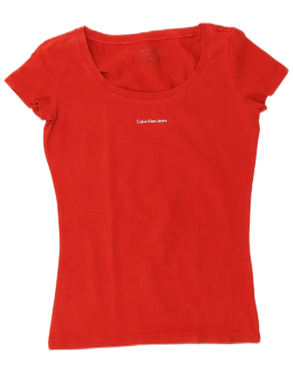 T-shirt da donna Calvin Klein Jeans Top UK 12 rosso medio in cotone