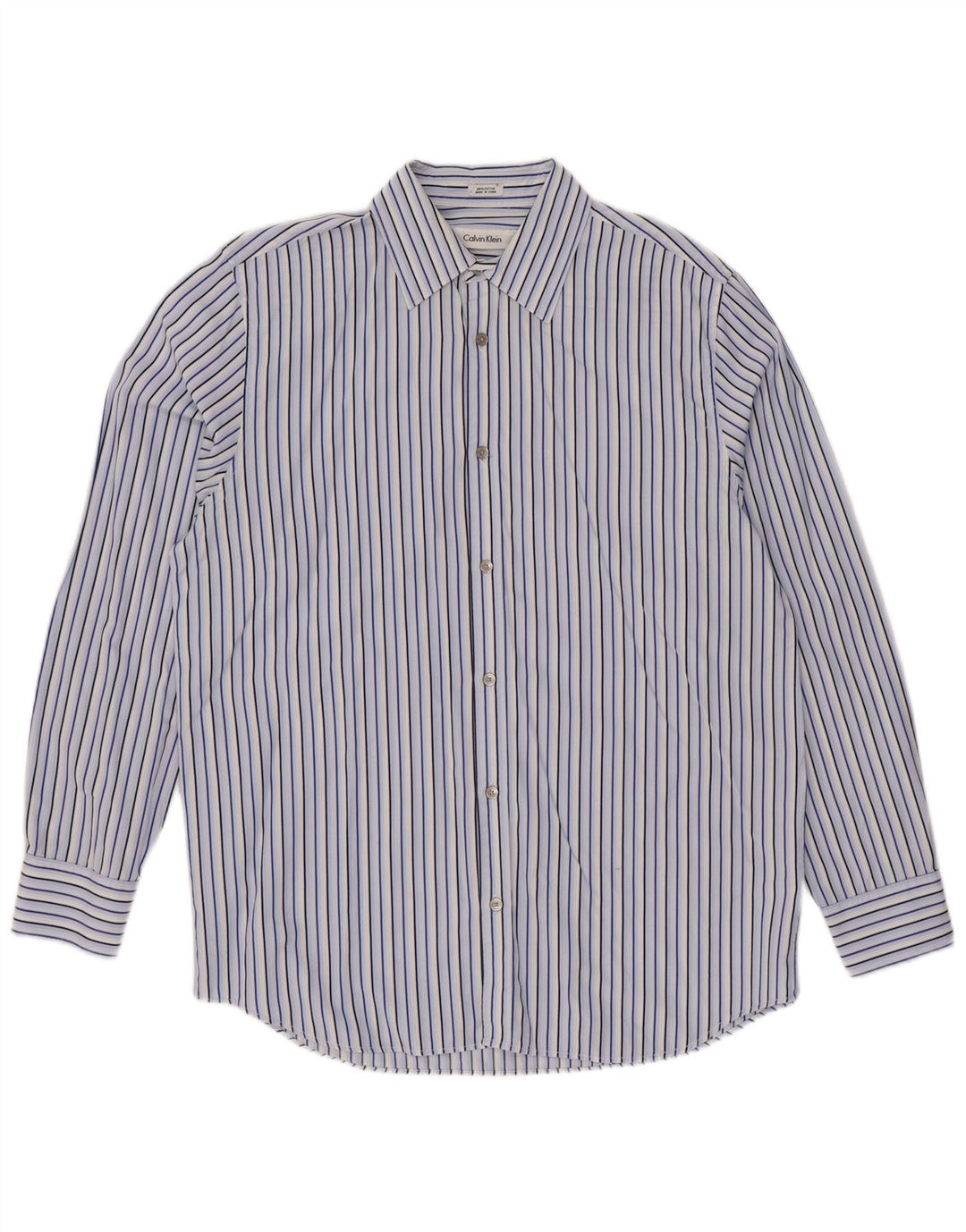 CALVIN KLEIN Camicia Uomo Cotone Rigato Blu Medio