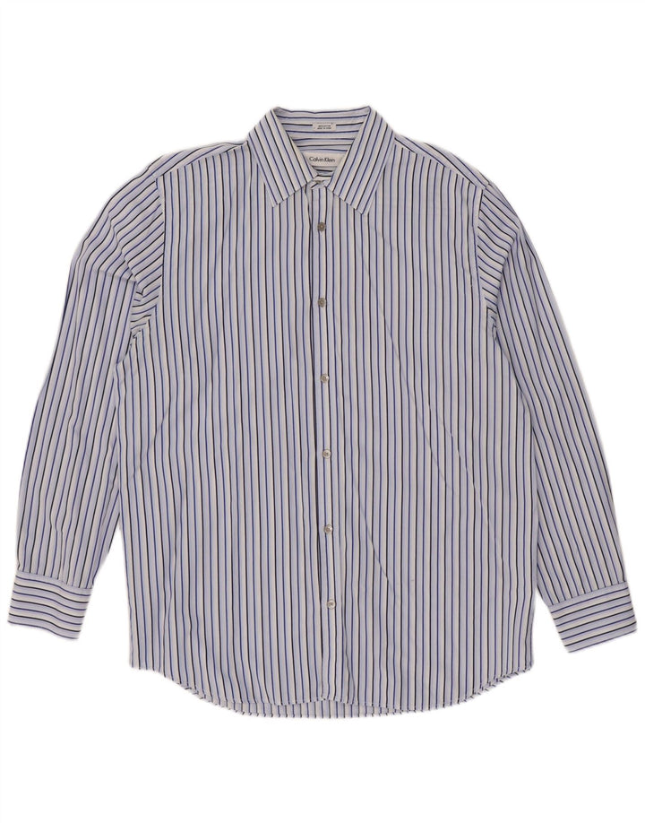 CALVIN KLEIN Camicia Uomo Cotone Rigato Blu Medio