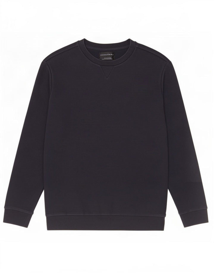 Felpa Zara da uomo in cotone medio blu navy
