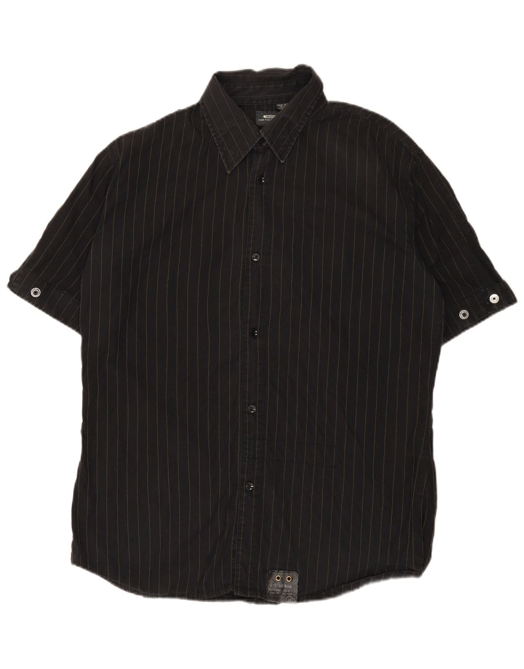 Camicia grafica da uomo a maniche corte G-Star XL in cotone gessato nero