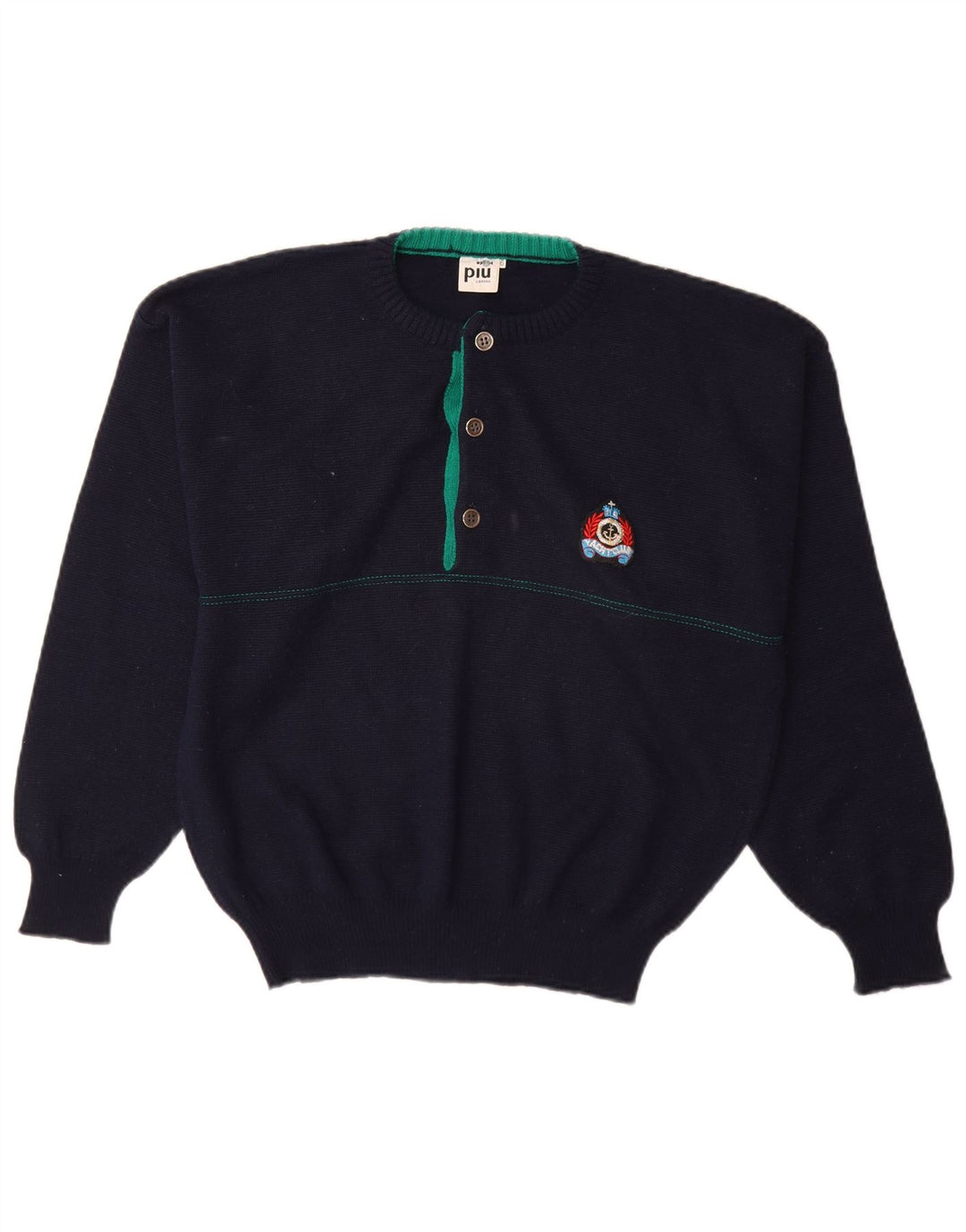 Maglione Maglione Girocollo Uomo Piu Verona IT 46 Small Blu Navy Lana