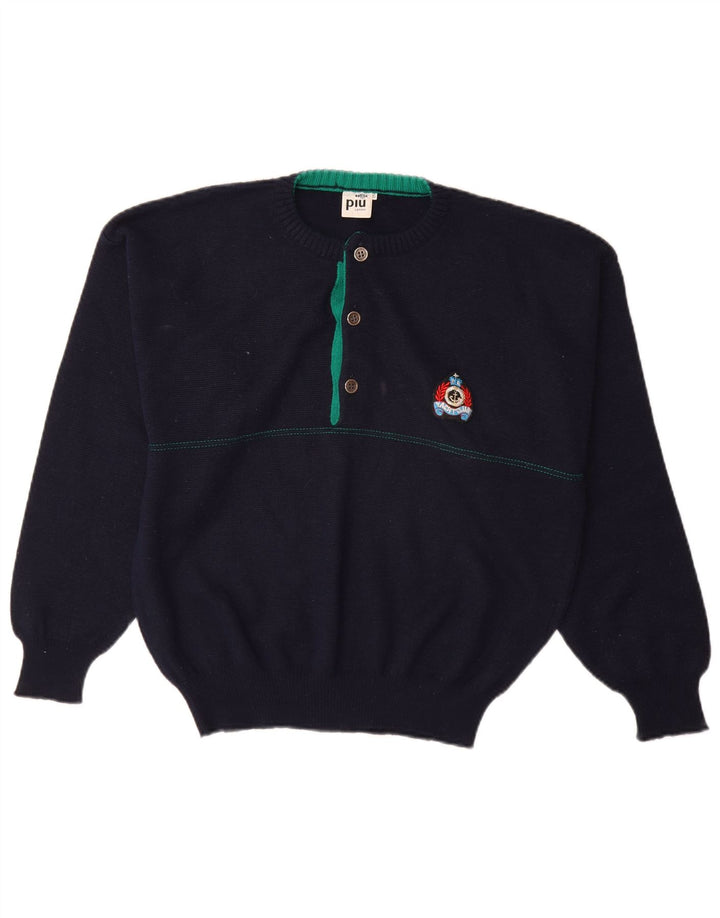 Maglione Maglione Girocollo Uomo Piu Verona IT 46 Small Blu Navy Lana
