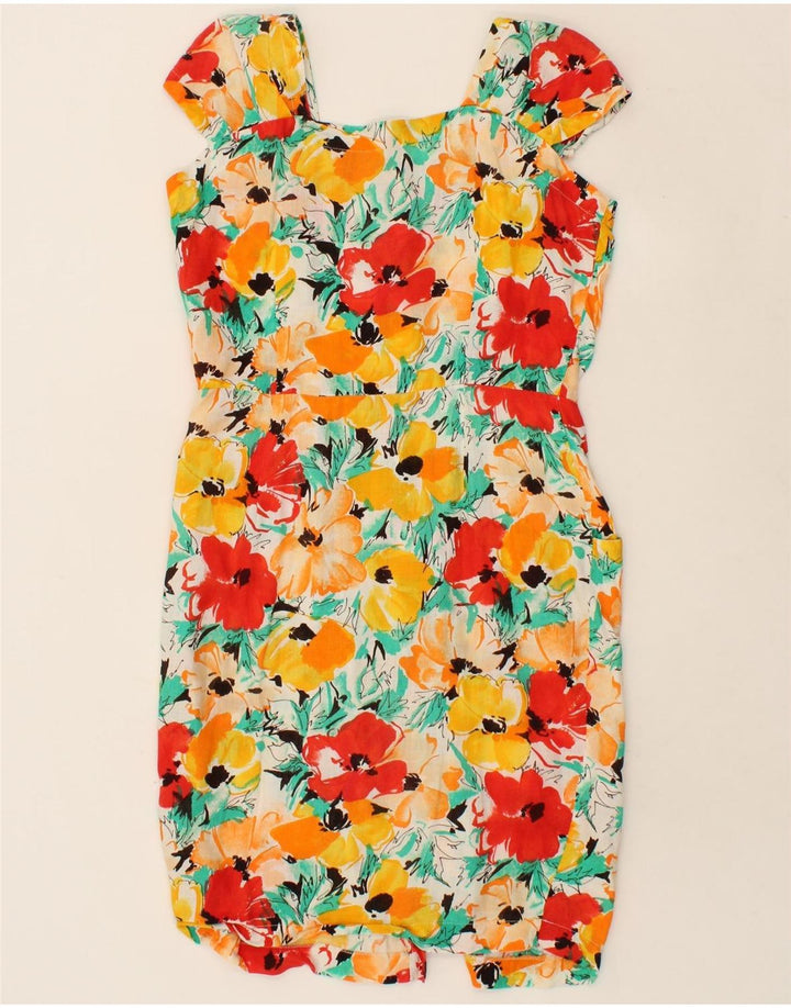 VINTAGE Womens Sheath Dress UK 12 Medium Multicoloured Floral Vintage Vintage and Second-Hand Vintage from Messina Hembry 