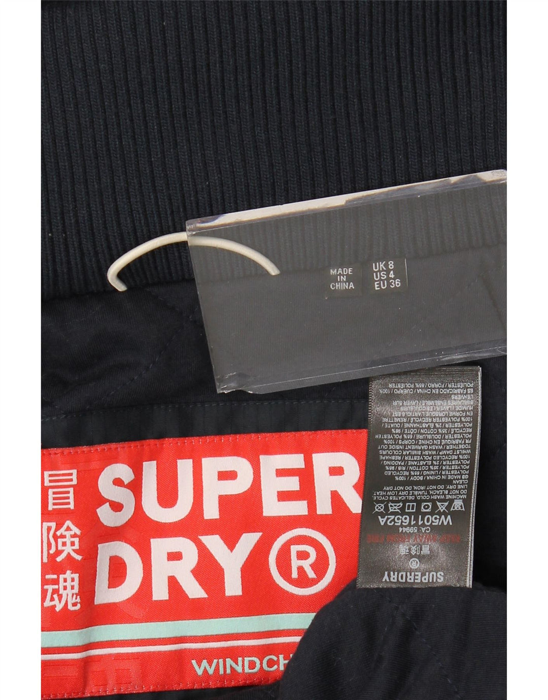 Giacca a vento con cappuccio grafica da donna SUPERDRY UK 8 Small Blu Navy