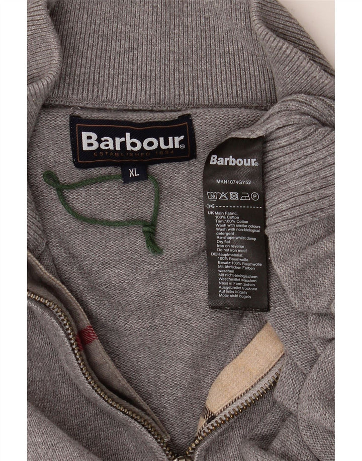 Maglione Barbour da uomo con zip e collo XL in cotone grigio